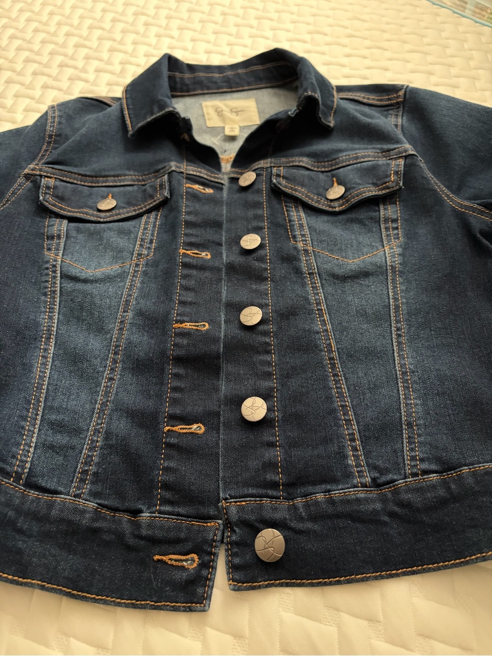 Jessica Simpson Dark Blue Denim Jacket with Contrast Stitching - S